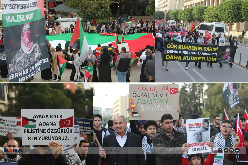 Siyonist işgalcilerin Filistin\’de yaptığı katliamlar Adana\’da tel\’in edildi