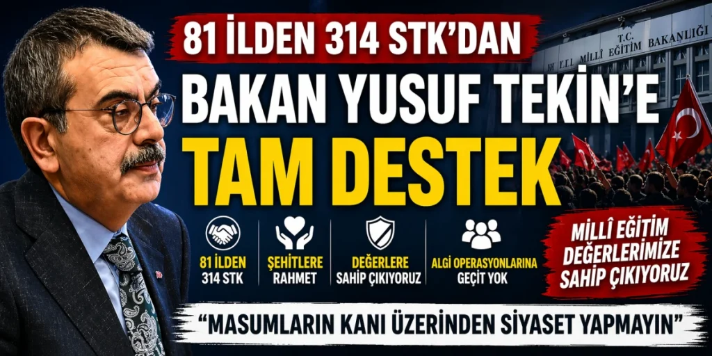 81 İLDEN 314 STK’DAN BAKAN YUSUF TEKİN’E DESTEK AÇIKLAMASI